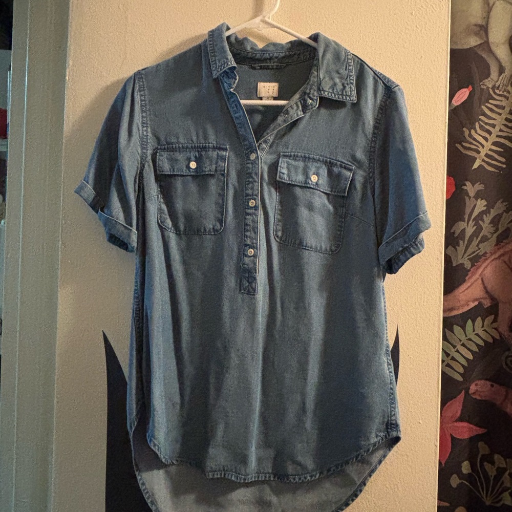 Denim Look Collared Shirt Dress, Women’s S